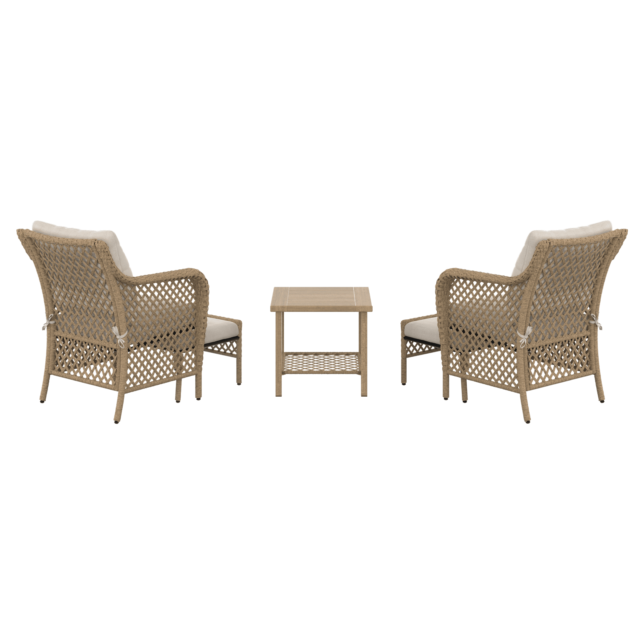 HOMETRENDS Belmont 5-Piece Steel Outdoor Chat Set with Ottomans and Cushions, Oatmeal