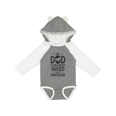 

Inktastic My Dad is Bearded Inked and Awesome Gift Baby Boy or Baby Girl Long Sleeve Bodysuit