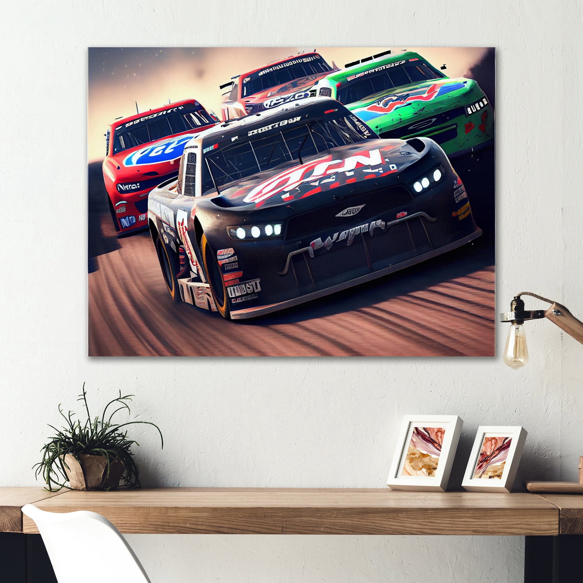 Designart Stock Car Racing Last Lap VIII Canvas Wall Art