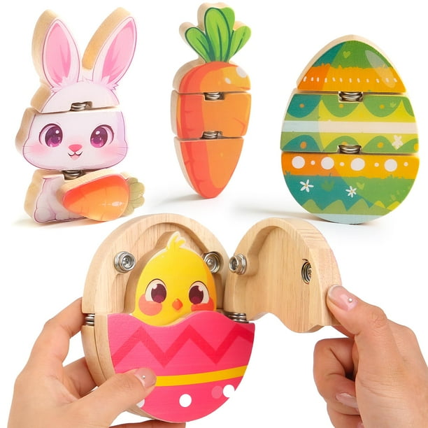 Rompecabezas de madera HUZU Easter Snap Builders para niños