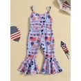thumbnail image 2 of Bagilaanoe 4th of July Jumpsuit for Toddler Baby Girl Sleeveless Print Romper Overalls 12M 18M 24M 3T 4T 5T Kids Long Flared Pants Independence Day Outfits, 2 of 9