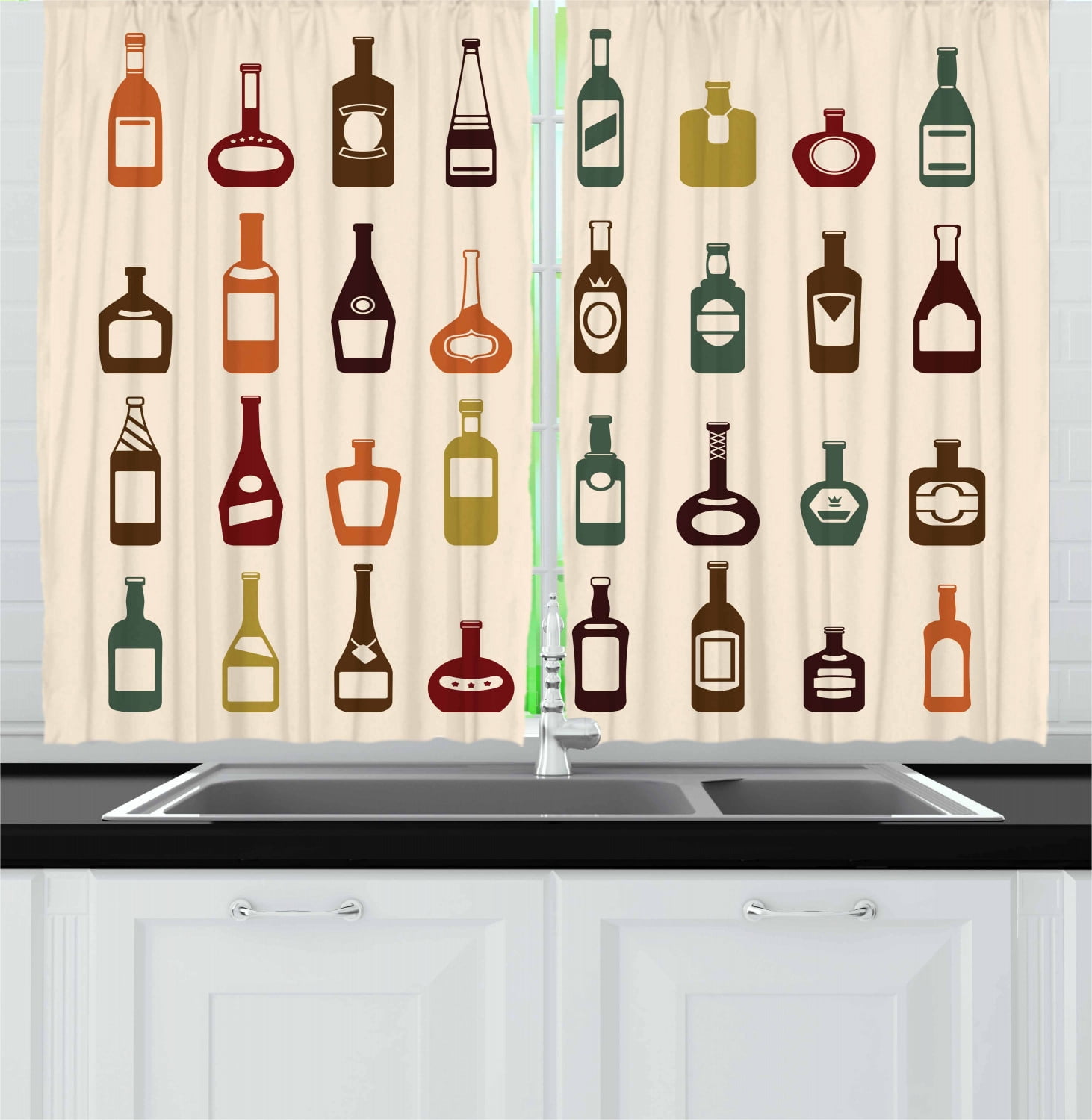 Alcohol Curtains 2 Panels Set Bottles Of Various Alcoholic Strong Drinks Pattern With Whiskey Brandy And Cognac Window Drapes For Living Room Bedroom 55w X 39l Inches Multicolor By Ambesonne Walmart Com