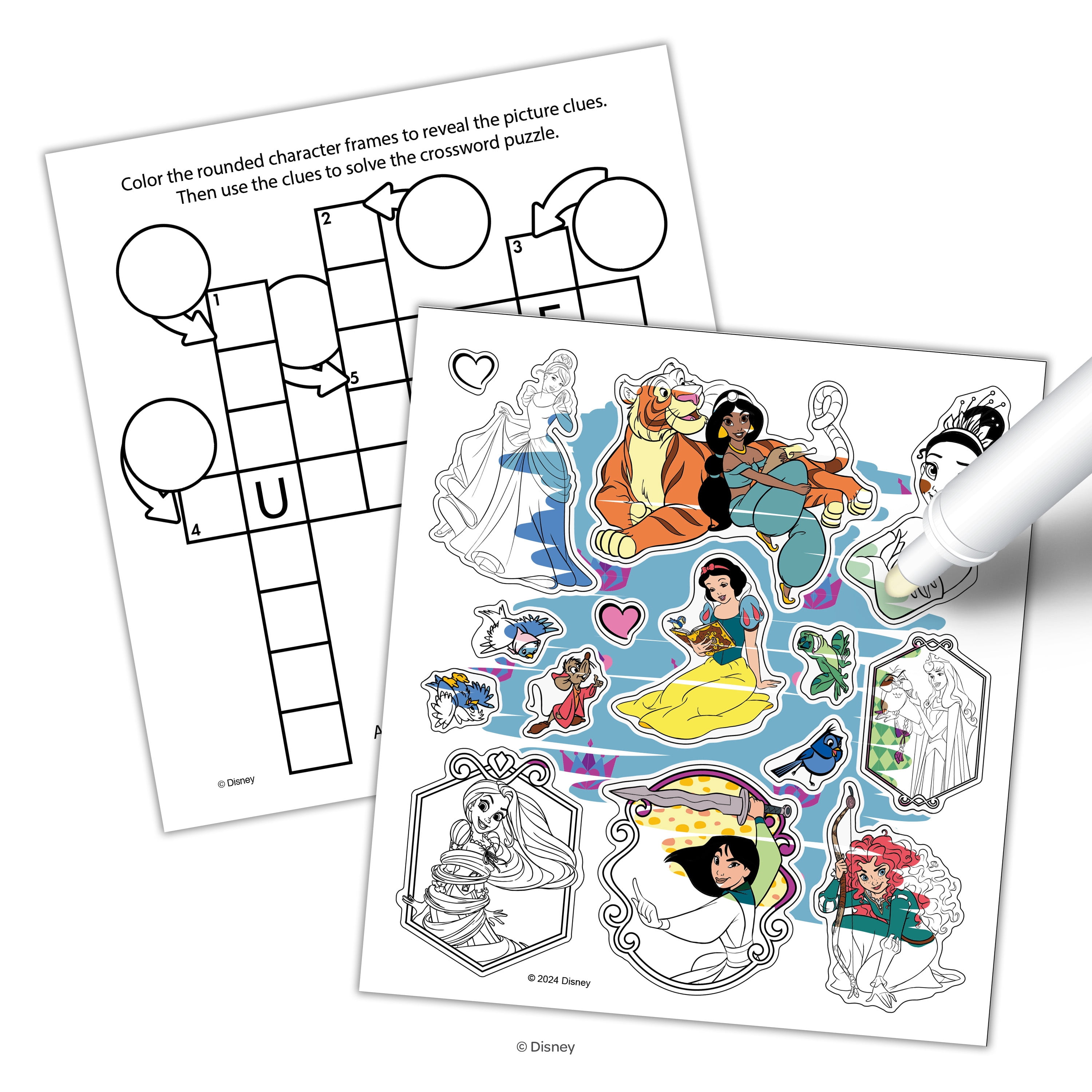Disney Princess 12-Page Imagine Ink Mess Free Coloring Book with Stickers