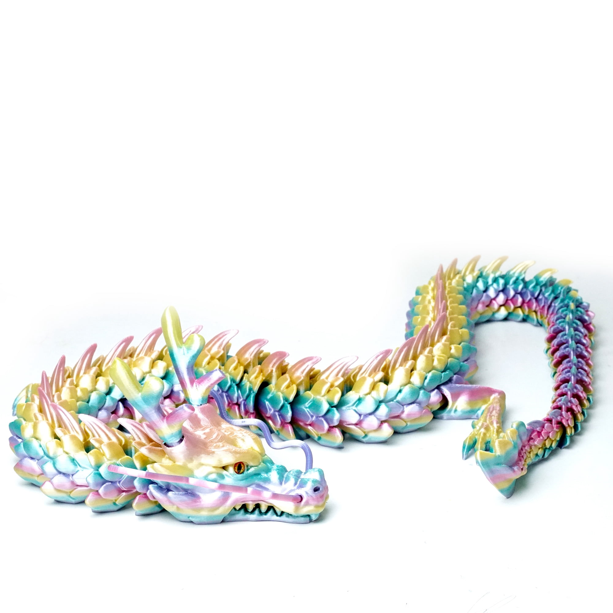 33.5inch 3D Printed dragon,Flexible Joint Animal lacertid Figurines, Home Office Decor,Fidget Toy for Adults Teens Boy Festival Gifts,Easter Basket Stuffers,Executive Desk Toy