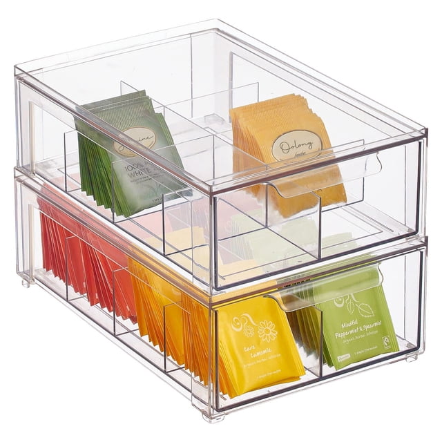Organizador de cocina y despensa de plástico mDesign Lumiere, paquete de 2
