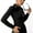 Black, variant on Women's Fitted Button Down Shirt Flare Sleeve Collared Blouse Y2K Cinched Waist Going Out Top