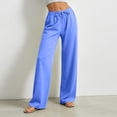 thumbnail image 4 of KIHOUT Women's Wide Leg Pants Drawstring Elastic Waist Loose Fit Casual Trousers with Side Pockets Lightweight Beach Vacation Pants for Summer, 4 of 9