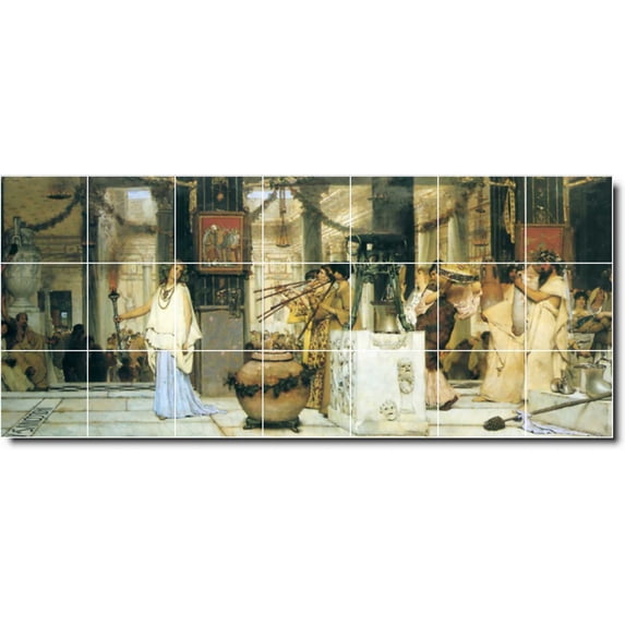 Ceramic Tile Mural-Lawrence Alma-Tadema Historical Bathroom Tile Mural 1. 56" w x 24" h using (21) 8 x 8 ceramic tiles