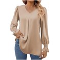 thumbnail image 2 of AXXD Basic Sexy Shirts for Women Summer 2024 Casual Sleeve Long Sleeves V-Neck Loose T-Shirt Blouse Tops, 2 of 7
