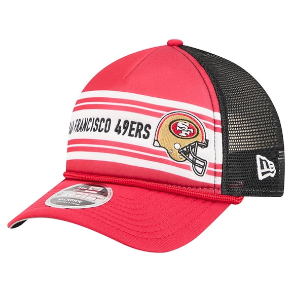 Men's New Era Red San Francisco 49ers Linear A-Frame 9FORTY Adjustable Hat