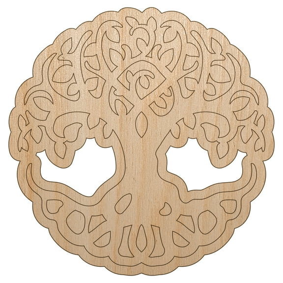 Tree of Life Wood Shape Unfinished Piece Cutout Craft DIY Projects - 4.70 Inch Size - 1/8 Inch Thick