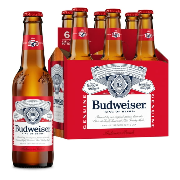 Budweiser American Lager Beer 6 pack 12 fl oz Glass Bottles 5% ABV