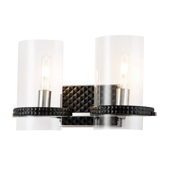 Lucas McKearn Mazant 2-light Metal Bath Vanity Light in Matte Black/Chrome