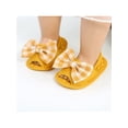thumbnail image 2 of Seyurigaoka Baby Girls Summer Sandals, Plaid Bowknot Open-Toe Elastic Sandals with Nonslip Soles for Toddlers, 0-18 Months, 2 of 9