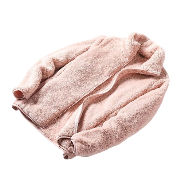Hueook Winter Fleece Jackets for Women Sherpa Plush Fuzzy Fashion Plus Size Long Sleeves Stand Collar Pockets Zipper Fibrous Material Pink 4X