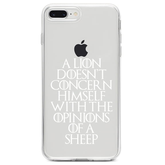 DistinctInk Clear Shockproof Hybrid Case for iPhone 7 PLUS / 8 PLUS (5.5" Screen) TPU Bumper Acrylic Back Tempered Glass Screen Protector - Lion Doesn't Concern With Opinions Sheep