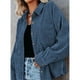thumbnail image 3 of Camisa de pana con botones, chaqueta de pana con solapa de manga larga, blusas informales holgadas de gran tamaño, chaqueta para primavera y otoño, 3 of 6
