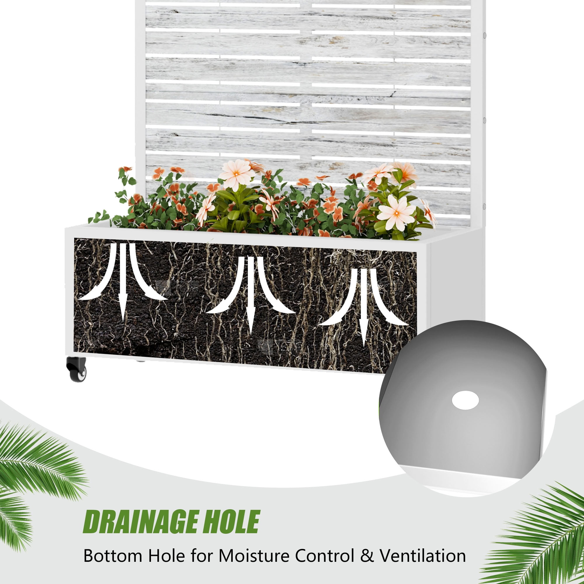 MAYEERTY 72*35in Outdoor Metal Planter Box, Thick Metal Garden Planter, Decorative Patio Planter for Patio, Balcony, Yard