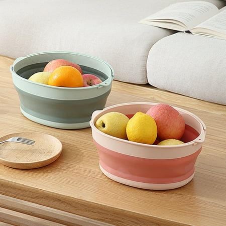 

huanledash Portable Double-Layer Foldable Hollow Drain Vegetable Storage Basket Washbasin