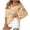 Beige, variant on UJNDER Women Off Shoulder Tops Casual Three Quarter Sleeve Crochet Sweaters Lightweight Oversized Knit Blue M