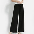 thumbnail image 3 of Homegro Women's Pajama Bottoms Elastic Waist Sleep Pants Pj Straight Leg Solid Drawstring Soft Lightweight Black Medium, 3 of 5