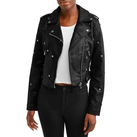 Women's Star-Studded Faux Leather Jacket
