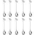 thumbnail image 1 of 10 Pcs Stainless Steel Silver Leaf Creative Appetizer Cake Fruit Forks Set 4.7 Inches Tasting Dessert Forks Kitchen Accessory Wedding Party (Silver-10Forks), 1 of 8
