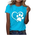 thumbnail image 2 of Lilgiuy National Pet Day Dog Paw Love Print Women T Shirts Casual Solid Color Short Sleeve Summer Mama Tee Tops Soft Loose Basic T-Shirts for Womens Graphic Blouse(Sky Blue,M), 2 of 4