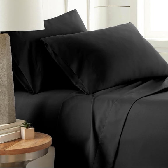 Southshore Fine Linens 3 Piece Sheet Set, 14-Inch Deep Pocket Bed Sheets with Fitted Sheet and Flat Sheet, Extra Soft Brushed Microfiber, Wrinkle Free, Fade Resistant, California King , Black