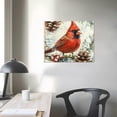 thumbnail image 4 of Sheronv Cardinal Bird Pine Cones Canvas Print for Living Room Bedroom Home Office Wall Decor, High Resolution Artwork, Handmade Quality Craftsmanship, Various Sizes Available 20x16in, 4 of 6