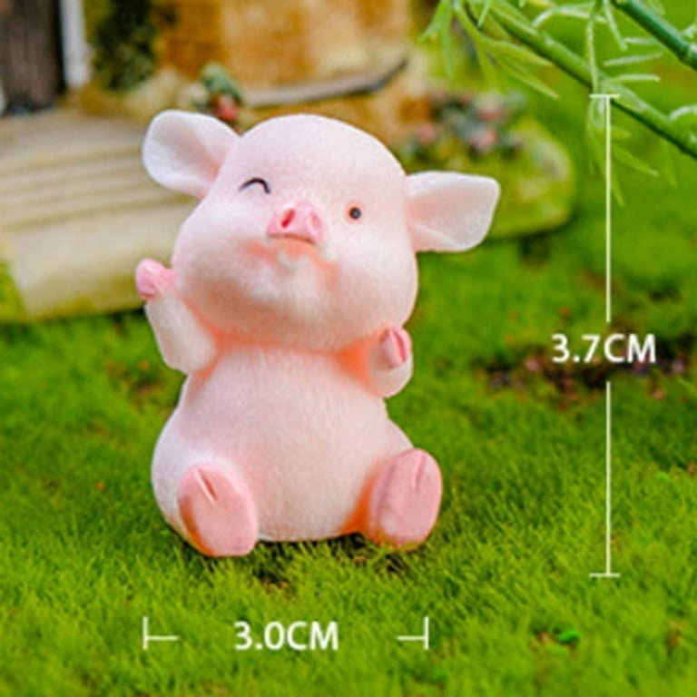 4pcs/set Cute Pig Family Animal Model Figurine Home Decor Miniature Fairy  Garden Decoration Accessories Statue Resin Craft Figure