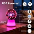 thumbnail image 3 of DAYBETTER 3.5 inch Plasma Ball, Touch Sensitive Electric Plasma Globe Lamp with 7-Color Changing Base, for Christmas, Halloween, Party, Gameday, 3 of 7