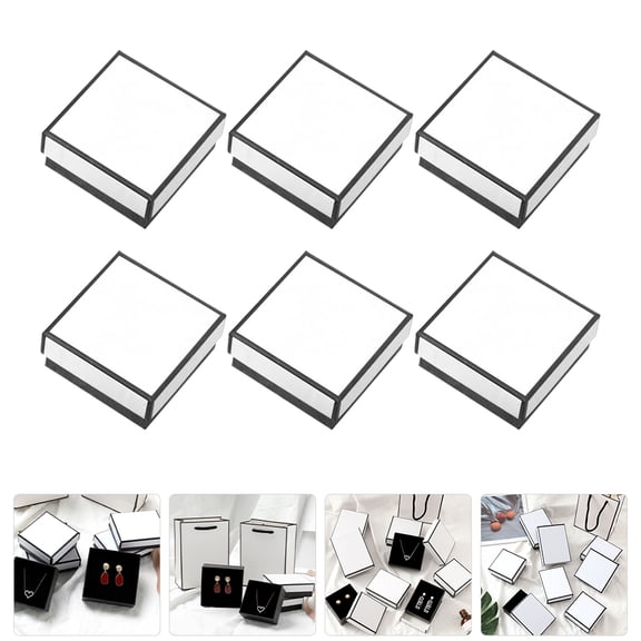 KAKOWELY 6Pcs Space Saving White Jewelry Storage Boxes with Sponge for Rings and Necklaces