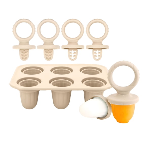 ACDANC 6 Piece Teething Ice Popsicles Molds For Infants Silicone Ice Cubes Tray With Chewable Edges Safe For Babies Teeth And Dishwasher Friendly