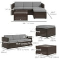 thumbnail image 3 of Outsunny Wicker Patio Furniture w/ Padded Cushions, Corner Sofa Sets, Light Grey, 3 of 10