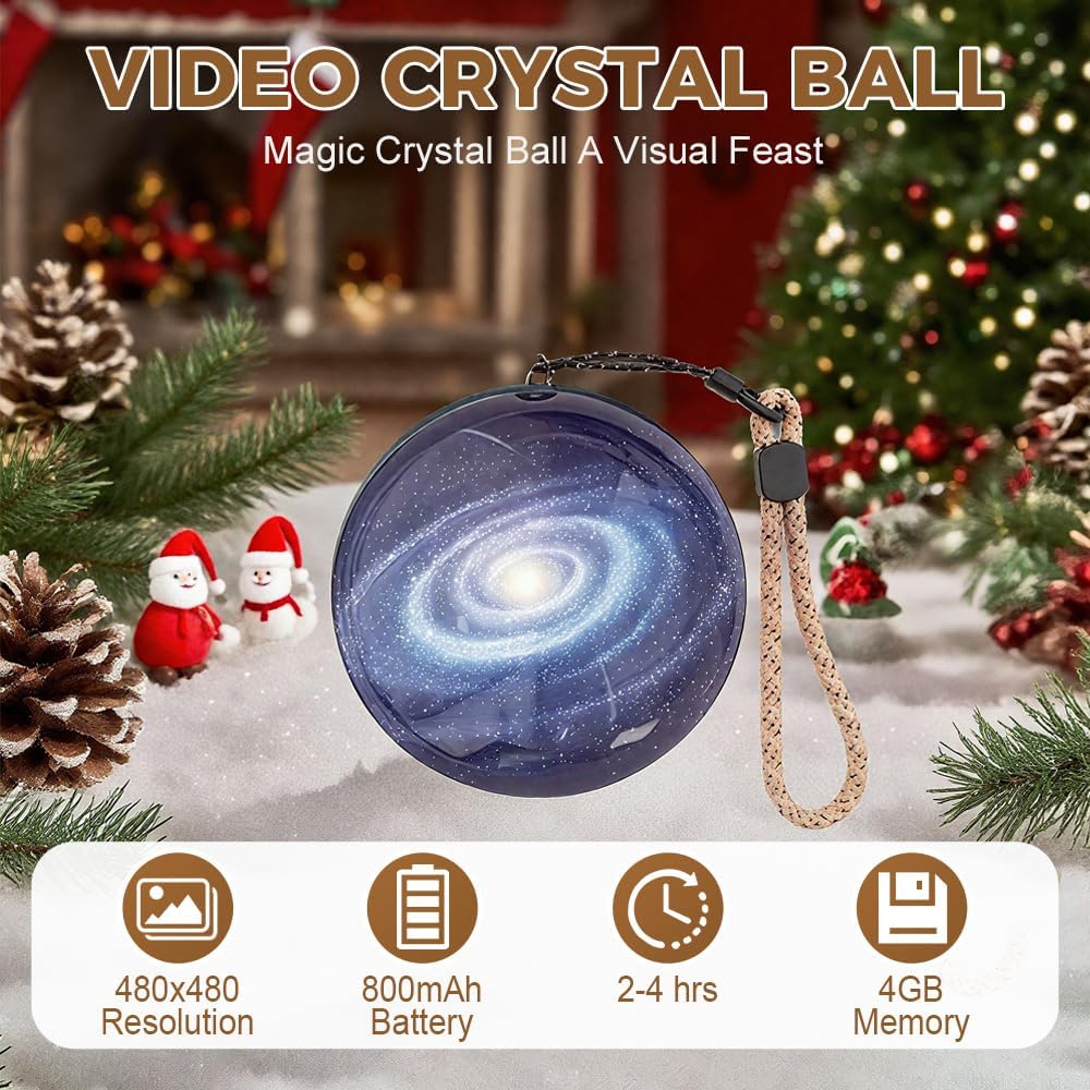 Sphère Mémoire Vidéo Et Photo 3D - 2,76 Pouces, Boule Cristal LED, Cadeau Anniversaire Mariage Noël - 3