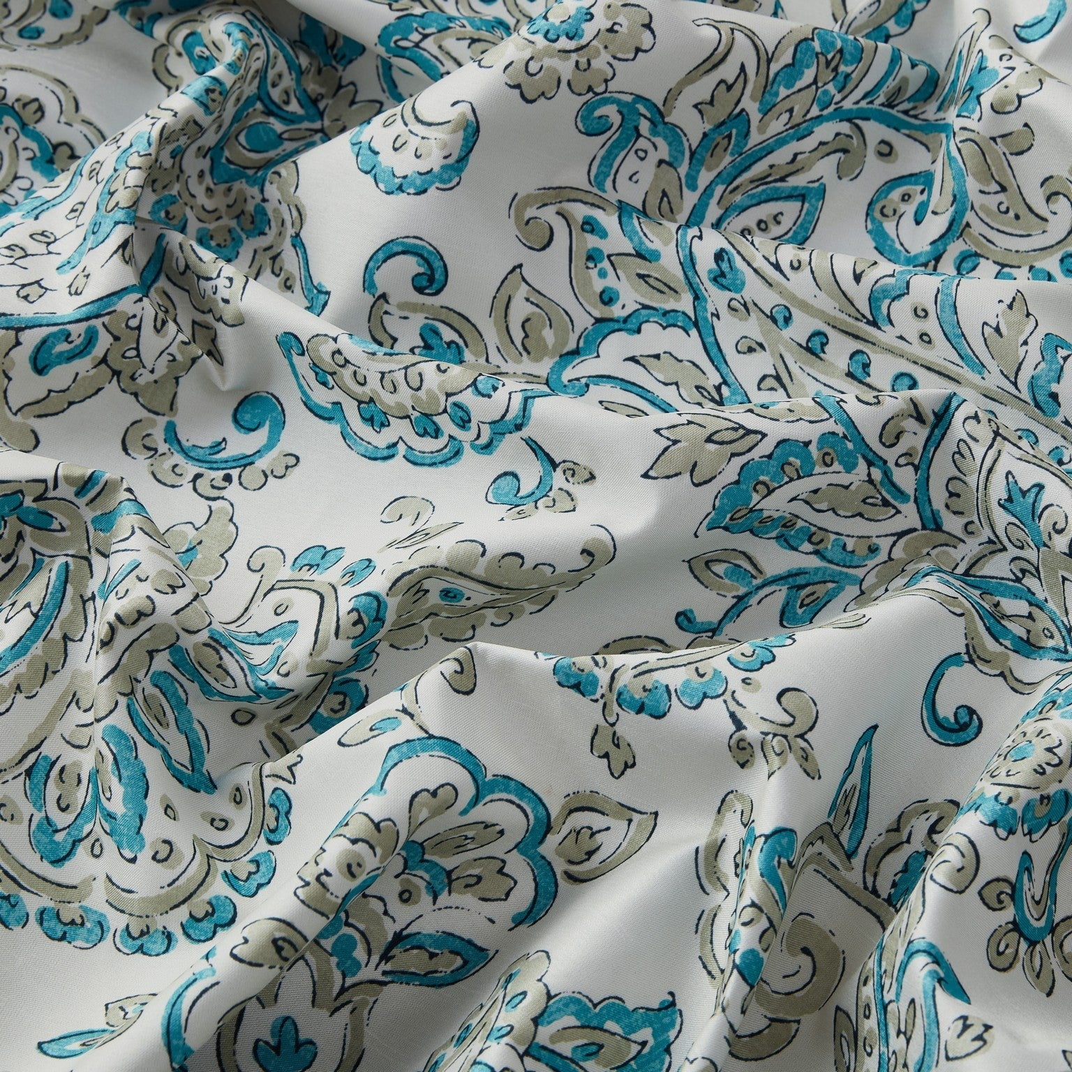 THD Paisley Faux Silk 100% Blackout Thermal Lined Energy Efficient Curtain Grommet Panels - Pair