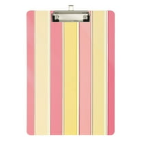 FORMRS Acrylic Clipboard with Low Profile Clip Standard A4 Letter Size, 12.5" x 9", Pink and Yellow Striped Pattern