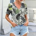 thumbnail image 3 of BRGZLK Women's Short Sleeve V Neck T Shirts Cute Floral Printed 2026 Summer Casual Pleated Loose Top, 3 of 7