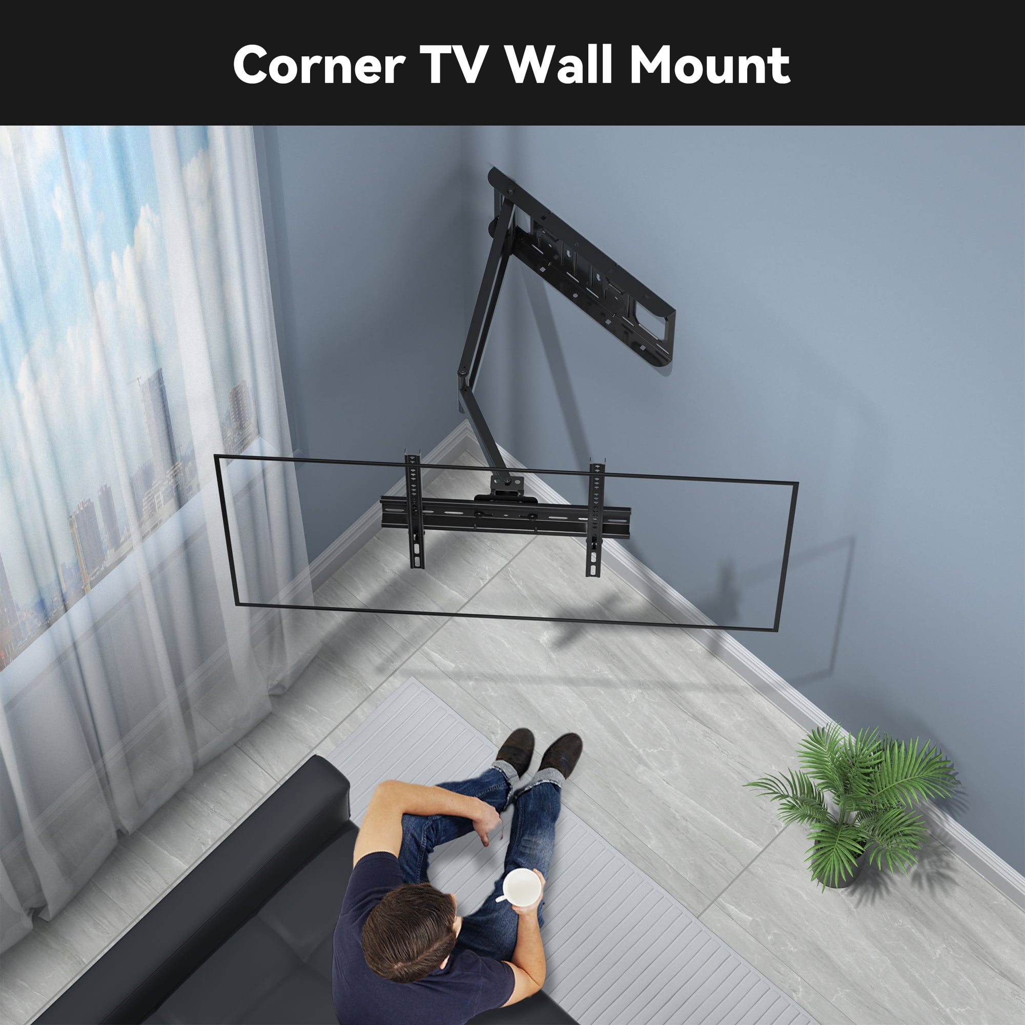 FORGING MOUNT Long Arm TV Wall Mount for Most 26-65 Inch Flat Curved TVs, 25.6inch Full Motion Extension Articulating Arms, Swivel, Tilt TV Bracket Corner TV Mount Fits Max VESA 400x400mm up to 77lbs