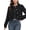 Black, variant on Tweed Blazer Jackets for Women with Pockets,Cropped Long Sleeve,Collarless,Crew Neck,Real Pocket,Luxury,Pearl Shape Button Closure