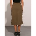 thumbnail image 3 of DARING DIVA Women's Y2K Adjustable Casual A-Line Midi Jean Skirt M Brown, 3 of 5