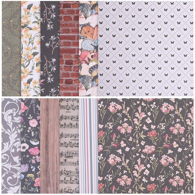 Juego de 24 piezas de papel para álbumes de recortes, papel para decoupage vintage, suministros para bricolaje