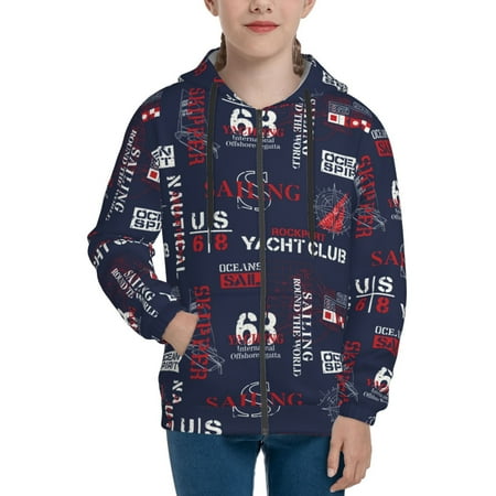 

Hoodies for Teen Girls Boys Nautical Style Sailboat Long Sleeve Youth Kids Essentials Zip Up Hoodie Lghtweight Fashion Hoodies & Sweatshirts Jacket Fall Winter Outfits Tops