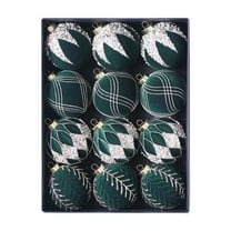 Christmas Decorations Indoor,12 Pieces Christmas Balls,Electroplated Flocking Brick Glitter Hangings Decoration for Christmas Tree Thanksgiving Party,3.14in,Green