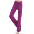thumbnail image 3 of Grianlook Women Yoga Pants High Waist Leggings Solid Color Stretch Bottoms Straight Leg Ladies Tummy Control Elastic Waisted Full-length Plain Purple Red 2XL, 3 of 4