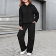 thumbnail image 4 of HCYSFG Girls 2 Piece Sweatsuit Set Pullover Hooded Long Sleeve Solid Color Outfit Set Wide Leg Elastic Waist Pants With Pockets Back To School Tracksuit Set, 4 of 9