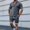 Gray, variant on WWV Men Short Sets Outfits Lapel Short Sleeve Button Shirt Mid Waist Shorts Outfits Solid Color Stylish Loose Fit Anniversary Leisure Suit Black L