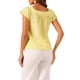 thumbnail image 3 of INSPIRAR CHIC Blusa de Mujer de Verano con Cuello Cuadrado y Mangas Cortas de Gingham M Amarillo, 3 of 6