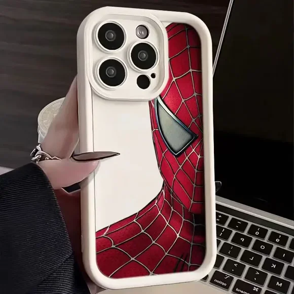 Marvel Spider Man Soft TPU Phone Case for iPhone 15 14 13 12 11 Pro Max XR XS X 8 7 Plus SE 2020 Silicone Shockproof Matte Cover White F481 iPhone X and XS